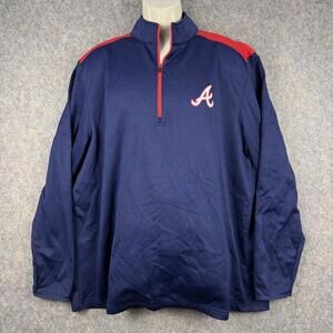 MLB Atlanta Braves Men’s Fleece Lined 1/4 Zip Pullover Navy Blue Red 2XL 251